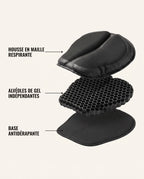 Housse en maille, alvéoles de gel, base antidérapante