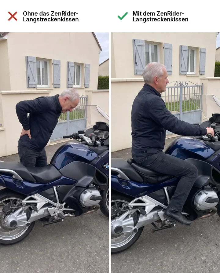 Ohne / mit dem ZenRider-Langstreckenkissen