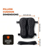 Pillion cushion dimensions: 8.3 in (21 cm) × 12.2 in (31 cm) × 1.4 in (3.5 cm)