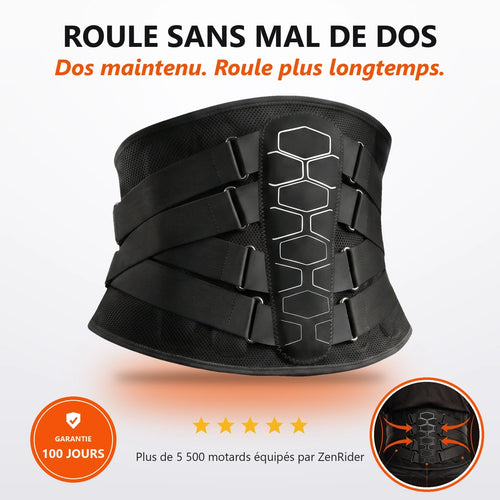 Ceinture lombaire moto ZenRider : roule sans mal de dos