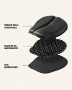 Funda de malla, celdas de gel, base antideslizante
