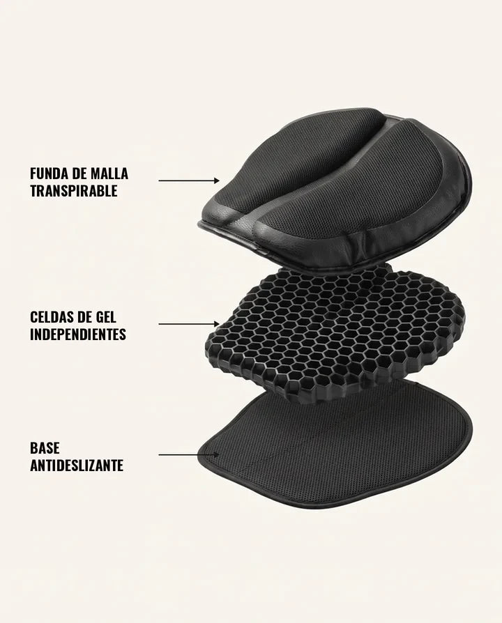 Funda de malla, celdas de gel, base antideslizante