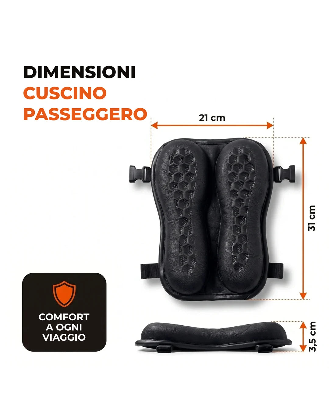 Dimensioni del Cuscino Passeggero: 21 cm × 31 cm × 3,5 cm